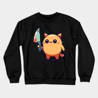 Kawaii cat with a knife Crewneck Sweatshirt